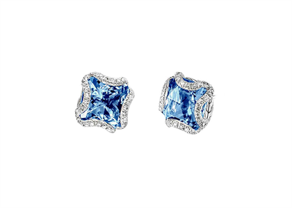 Silver Plated CZ Studded Gemstone Stud Earring